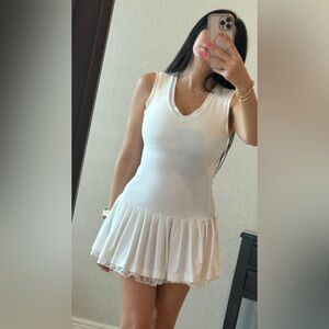 White Sleeveless Pleated Tennis Dress